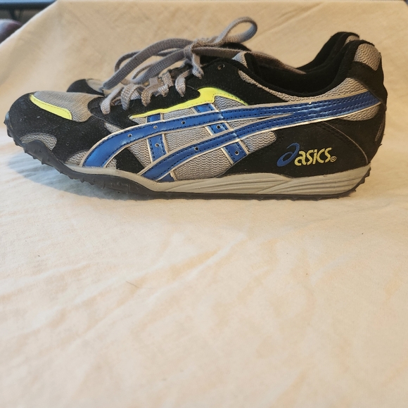 Mens Size 9 Asics Black and Gray Sneakers with Blue and Yellow Accents - Picture 4 of 7